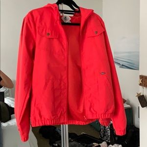 Volcom Stone Raincoat / Windbreaker in Dark Coral
